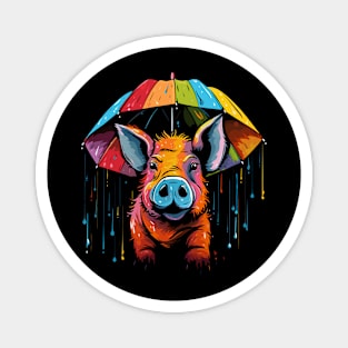 Warthog Rainy Day With Umbrella Magnet